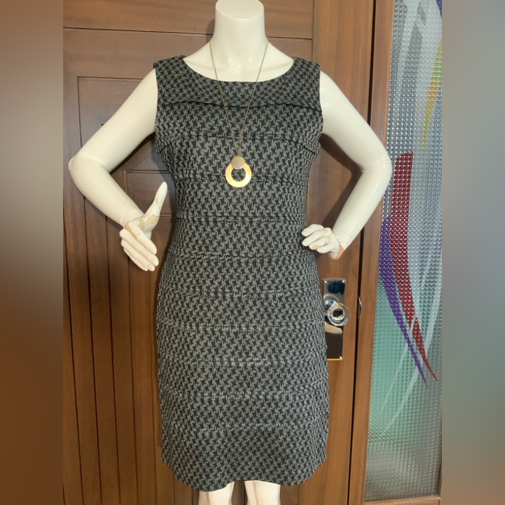 JESSICA Sheath Dress, Black & Silver, Sz 12